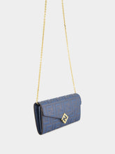 Fendi Blue FF Diamonds Continental Wallet with Chain
