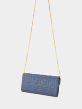 Fendi Blue FF Diamonds Continental Wallet with Chain
