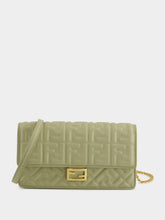 Fendi Sage Green Nappa Leather with FF Motif Baguette