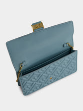 Fendi Light Blue Nappa Leather Wallet on Chain Baguette