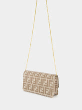 Fendi Beige FF Jacquard Wallet On Chain