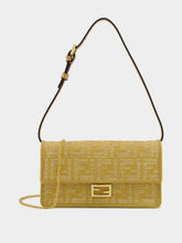 Beige Jacquard Wallet On Chain Baguette
