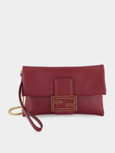 Fendi Burgundy Nappa Leather Mamma Baguette Pouch