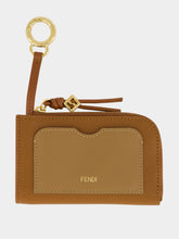 Fendi Brown Leather Zip Card Holder