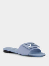 Fendi Baguette Blue Leather Slides