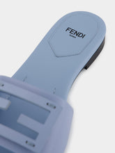 Fendi Baguette Blue Leather Slides