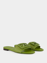 Fendi Green Baguette Leather Slides