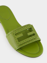 Fendi Green Baguette Leather Slides