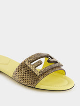 Fendi Pale Yellow Ayers Baguette Slides