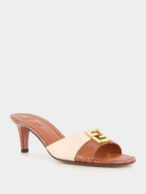 Fendi Brick and Light Rose Ayers Mid-Heel Mules