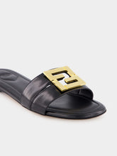 Fendi Black Leather FFold Sandals