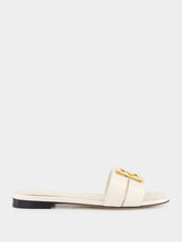 Fendi White Leather FFold Sandals