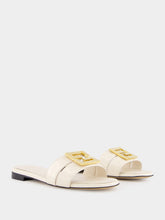 Fendi White Leather FFold Sandals