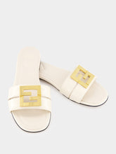 Fendi White Leather FFold Sandals