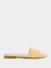 Fendi Beige Raffia FF Mesh Slides