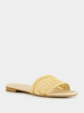 Fendi Beige Raffia FF Mesh Slides