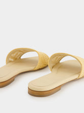Fendi Beige Raffia FF Mesh Slides