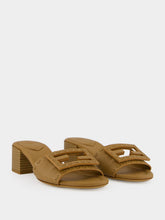 Fendi Light Brown Baguette Leather Heeled Slides