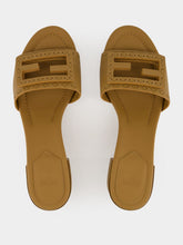 Fendi Light Brown Baguette Leather Heeled Slides