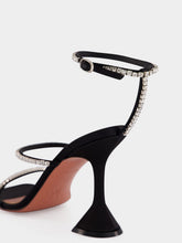 Amina Muaddi Gilda 95 Crystal Black Satin Sandals