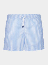 Fedeli Steel Blue Striped Swim Trunks