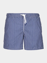 Fedeli Dark Blue Striped Swim Trunks