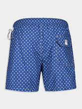Fedeli Blue Madeira Flower Pattern Sustainable Swim Trunk