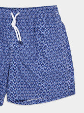 Fedeli Blue Madeira Vintage Pattern Sustainable Swim Trunk
