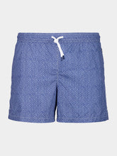 Fedeli Dark Blue Diamond Weave Swim Shorts