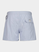 Fedeli Grey Blue Madeira Sakar Stamp Woven Swim Shorts