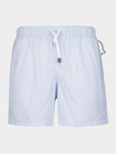 Fedeli Light Blue Striped Swim Shorts
