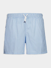 Fedeli Blue Stripe Madeira Sakar Stamp Woven Swim Shorts