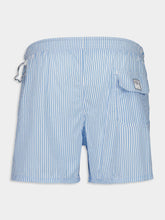 Fedeli Blue Stripe Madeira Sakar Stamp Woven Swim Shorts