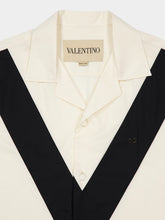 Valentino Garavani Ivory and Black Cotton Poplin Bowling Shirt