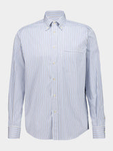 Valentino Garavani Blue Striped Cotton Long-Sleeve Shirt