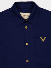 Valentino Garavani Cobalt Blue Shirt Jacket with Vgold