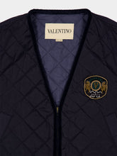 Valentino Garavani Navy Quilted Vest with Embroidered Patch