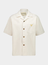 Valentino Garavani Ivory Denim Bowling Shirt with Vgold