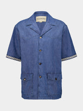 Valentino Garavani Medium Denim Blue Short-Sleeve Denim Shirt
