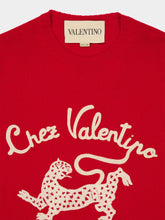 Valentino Garavani Red Wool Sweater with Chez Valentino and Panther Embroidery