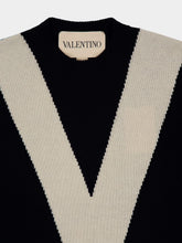 Valentino Garavani Black Wool Jumper with Inlaid V