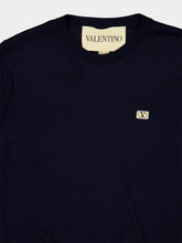 Valentino Garavani Navy Wool Jumper with VLogo Patch