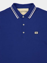 Valentino Garavani Blue Cotton Piqué Polo with VLogo Patch