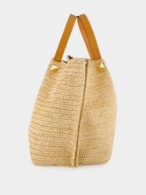 Valentino Garavani Natural and Saddle Brown Medium Straw Tote