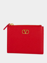 Valentino Garavani Red Calfskin Card Case with Vlogo