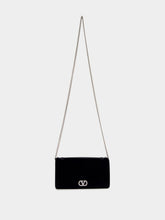 Valentino Garavani Black Cotton Crystal Logo Clutch