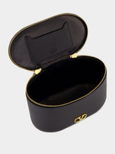 Valentino Garavani Black VLogo Signature Mini Vanity Bag in Grainy Calfskin