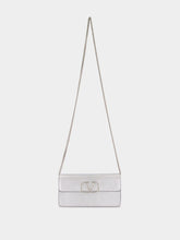 Valentino Garavani Silver Calfskin Clutch with Chain Strap