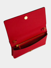 Valentino Garavani Red Calfskin Clutch with Chain Strap