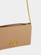 Valentino Garavani Rose Sand Leather Crystal Logo Clutch